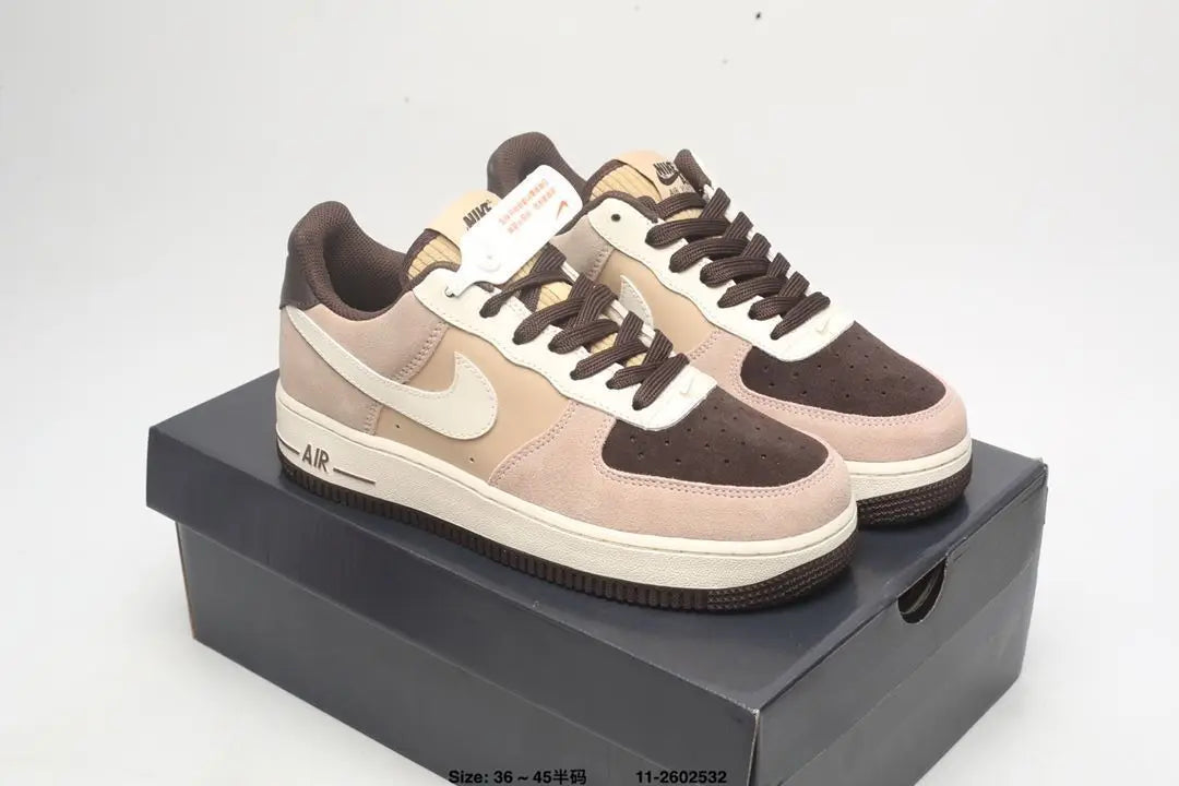 Nike Air Fce 1 Air Force One Mocha spliced low top high appearance level trend breathable sports shoes