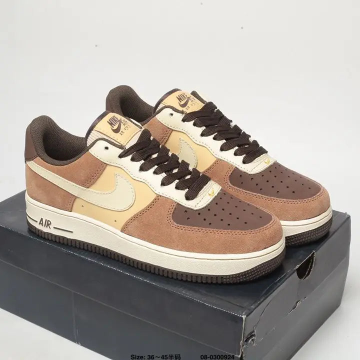 Nike Air Fce 1 Air Force One Mocha spliced low top high appearance level trend breathable sports shoes