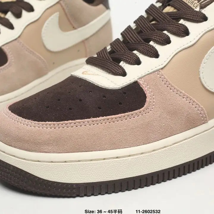 Nike Air Fce 1 Air Force One Mocha spliced low top high appearance level trend breathable sports shoes