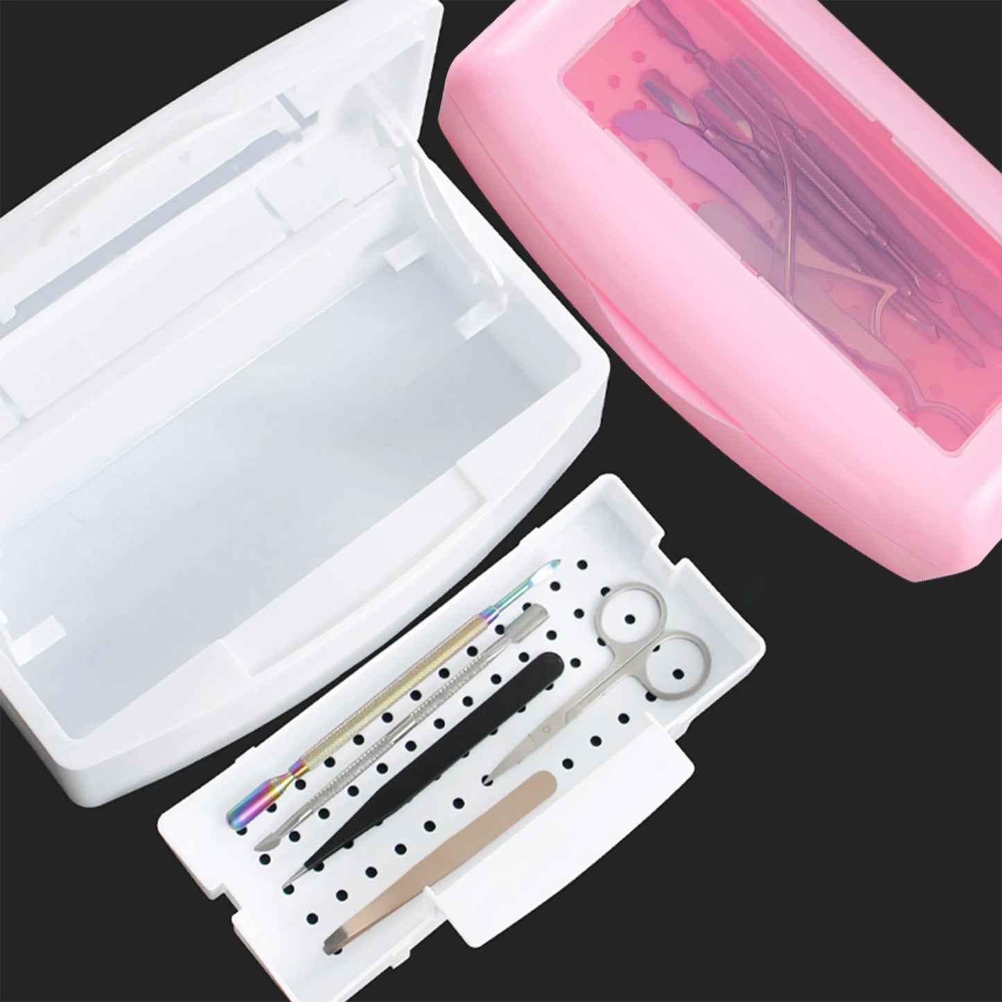Nail Sterilizer Tray Disinfection Box Sterilizing Clean Nail Art Salon Manicure Implement Sanitize Tool Equipment Cleaner Tools