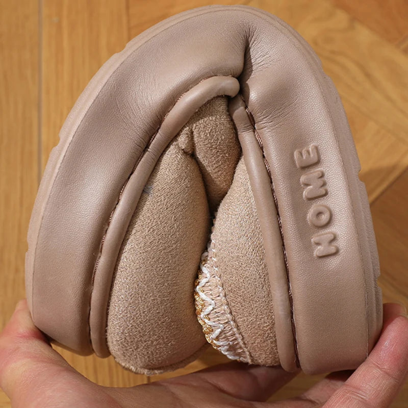 Thick Bottom Home Fluffy Slippers Women Winter Soft Sole Warm Plush House Slippers Woman Closed Toe Non-slip Casual Cotton Shoes
