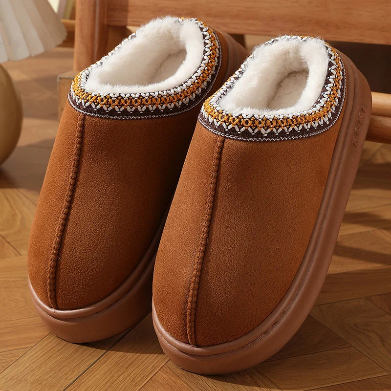 Thick Bottom Home Fluffy Slippers Women Winter Soft Sole Warm Plush House Slippers Woman Closed Toe Non-slip Casual Cotton Shoes