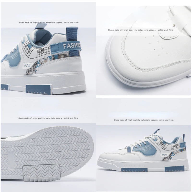 New Trendy Men Sneakers White Blue Men's Casual Shoes Quality Casuak Sneakers Male Comfort Non-slip Mens Flats Zapatillas Hombre