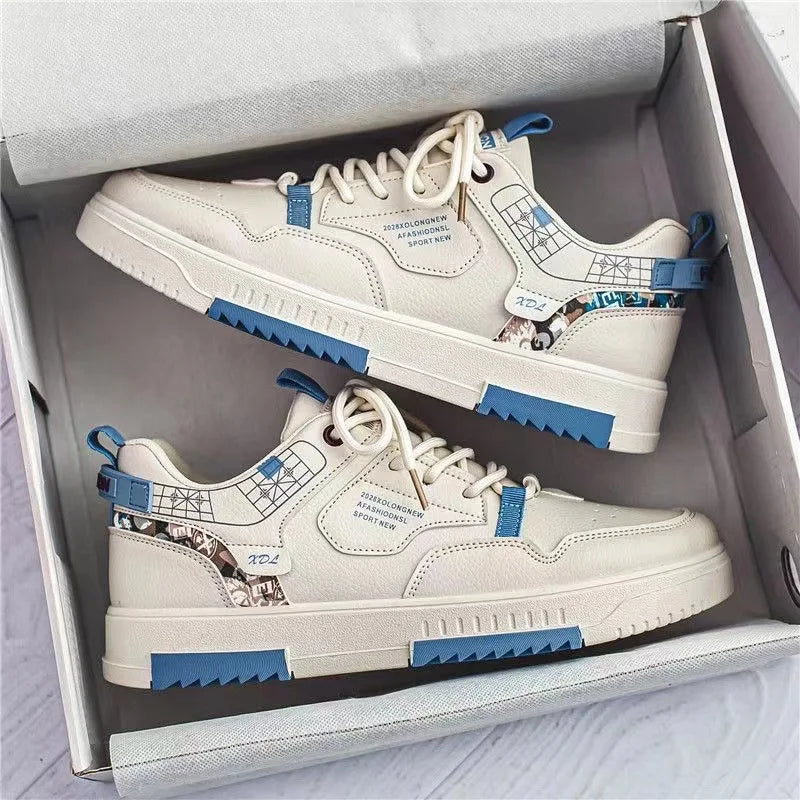 New Trendy Men Sneakers White Blue Men's Casual Shoes Quality Casuak Sneakers Male Comfort Non-slip Mens Flats Zapatillas Hombre