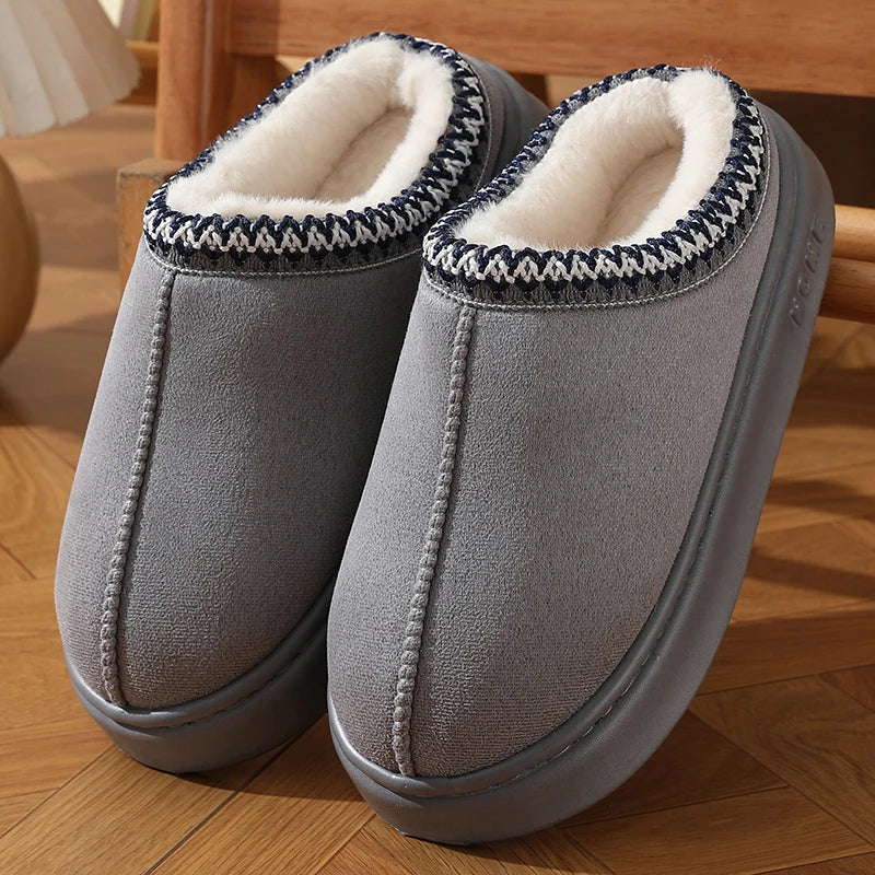Thick Bottom Home Fluffy Slippers Women Winter Soft Sole Warm Plush House Slippers Woman Closed Toe Non-slip Casual Cotton Shoes