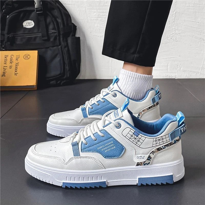 New Trendy Men Sneakers White Blue Men's Casual Shoes Quality Casuak Sneakers Male Comfort Non-slip Mens Flats Zapatillas Hombre