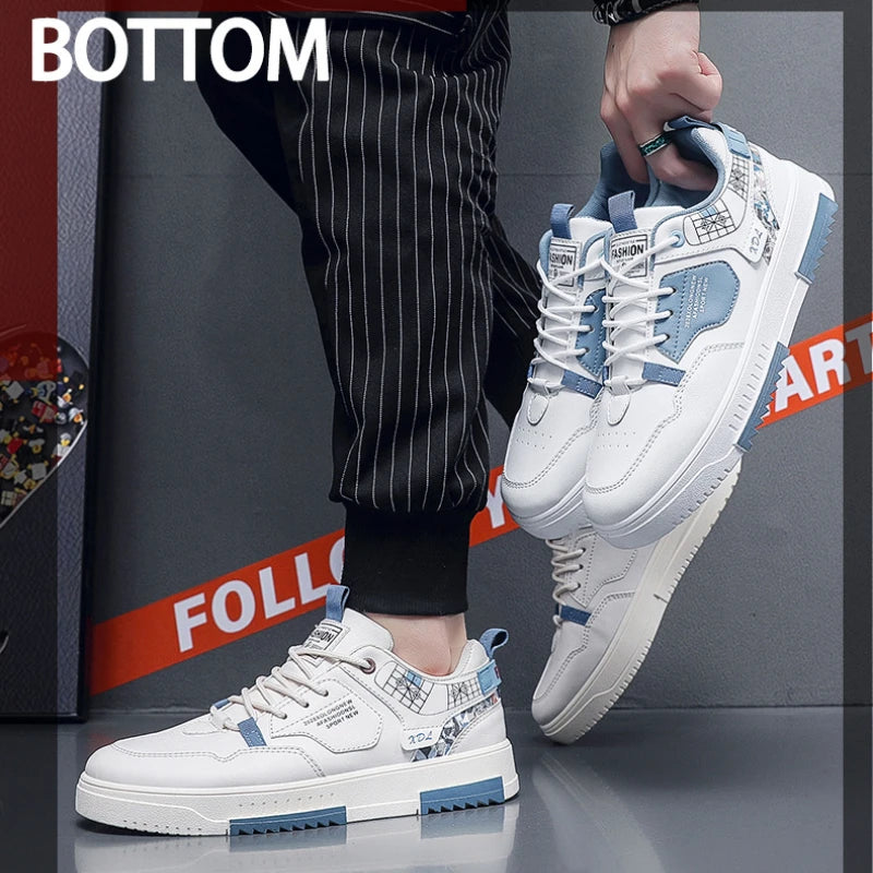 New Trendy Men Sneakers White Blue Men's Casual Shoes Quality Casuak Sneakers Male Comfort Non-slip Mens Flats Zapatillas Hombre