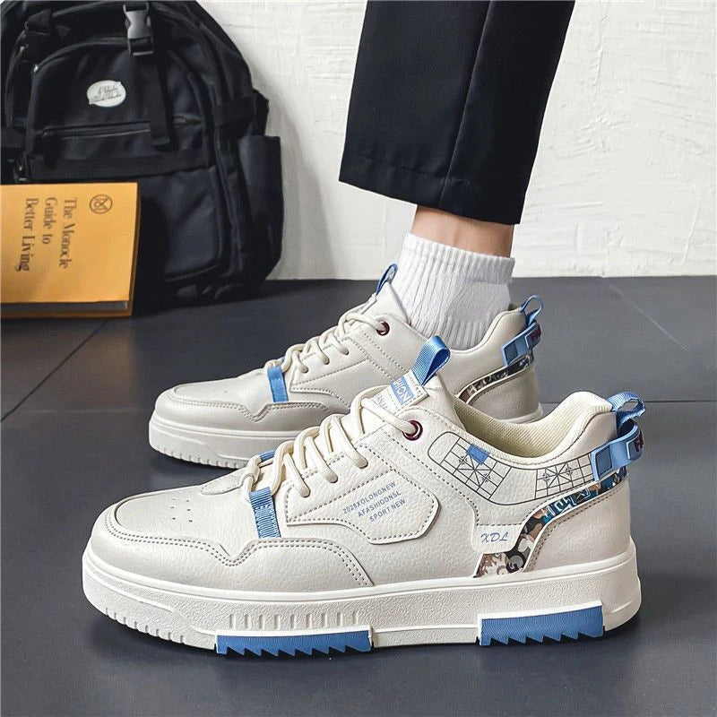 New Trendy Men Sneakers White Blue Men's Casual Shoes Quality Casuak Sneakers Male Comfort Non-slip Mens Flats Zapatillas Hombre