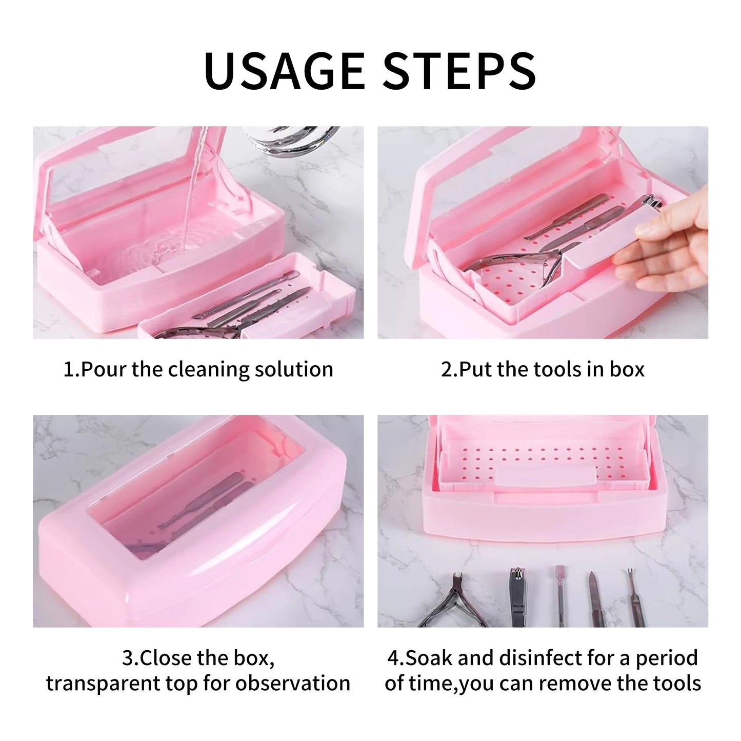 Nail Sterilizer Tray Disinfection Box Sterilizing Clean Nail Art Salon Manicure Implement Sanitize Tool Equipment Cleaner Tools