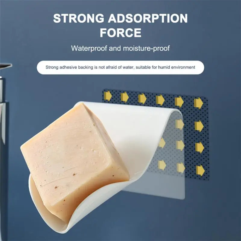 High Quality Soap Dish Wall-Mounted Soap Box Drainage Soap Holder Soap Rack Punch-Free Soap Sponge Shelf Bathroom Accessories